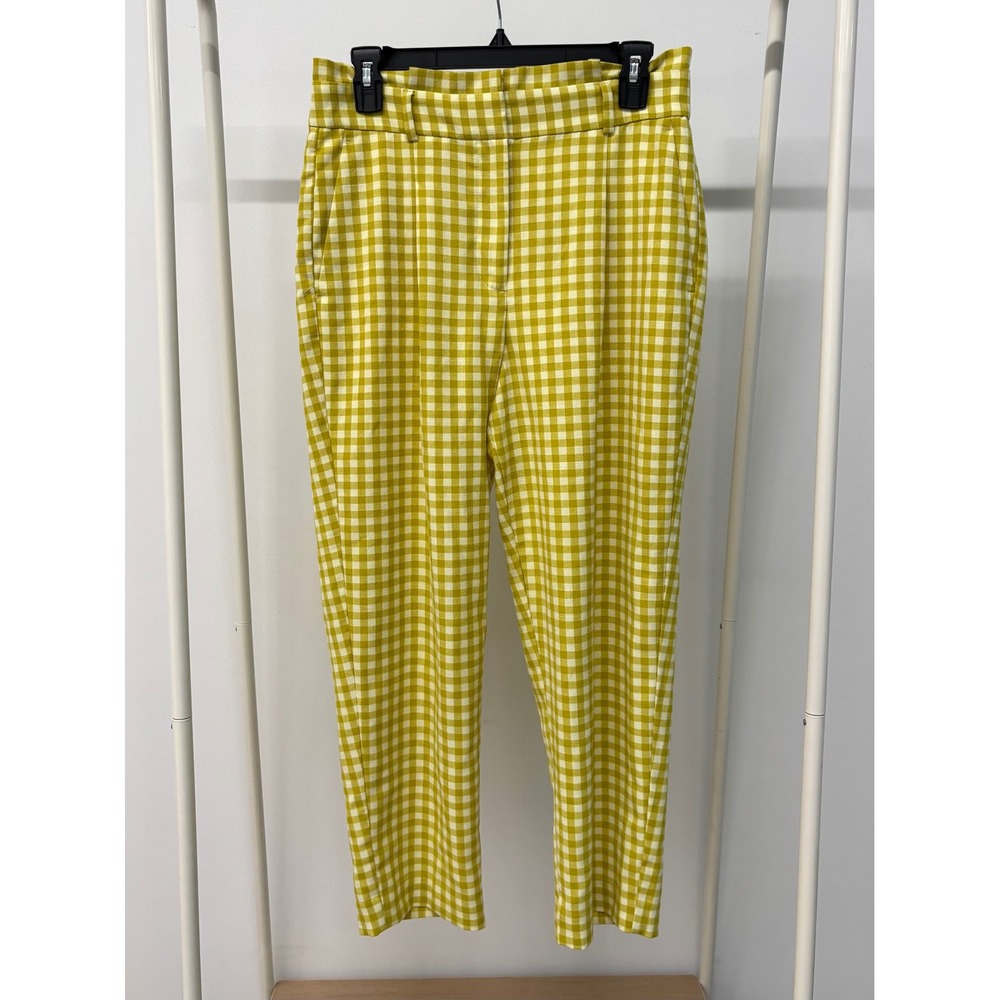 Ann Taylor Yellow Gingham Ankle Pants Size 4 Plaid Trousers Career Casual